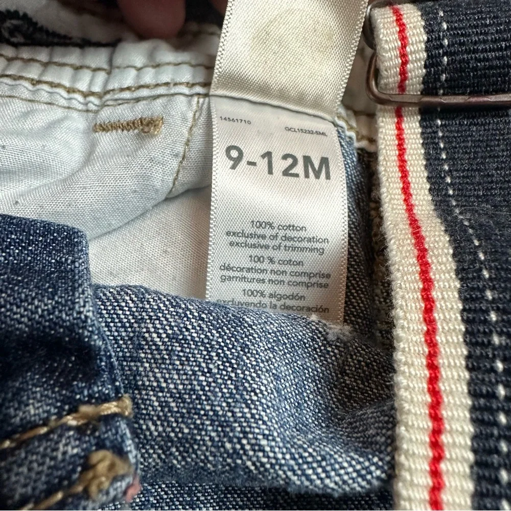 OshKosh B’gosh Denim Overalls | Striped Straps | 9–12M | Y2K Americana